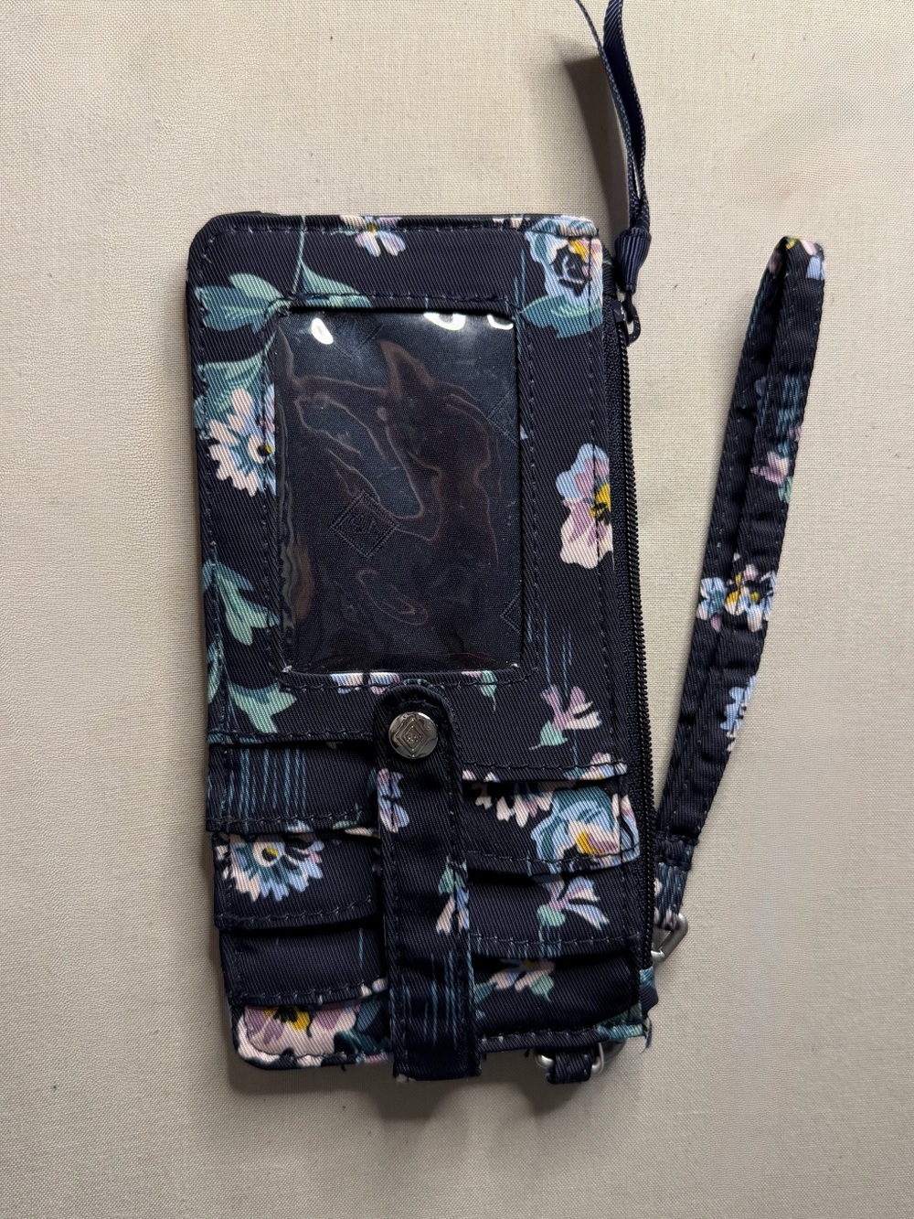 Vera Bradley Floral Wristlet Card Case Holder W Zipper Pouch